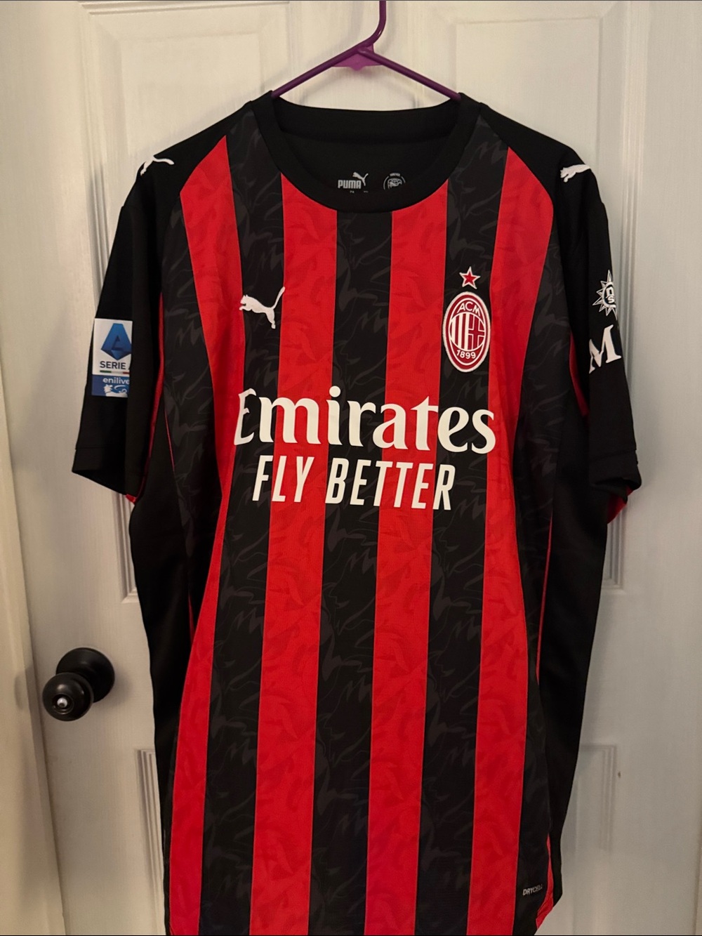 Puma AC Milan Men's Black and Red Striped Football Jersey